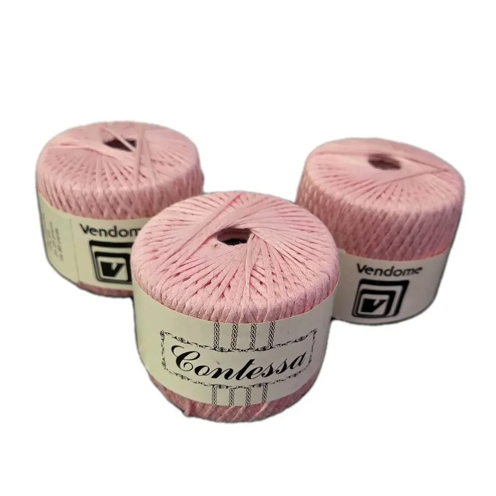 Lot 3 VTG Vendome Contessa Pink Silk Blend Yarn Italy Crochet Lace Thread